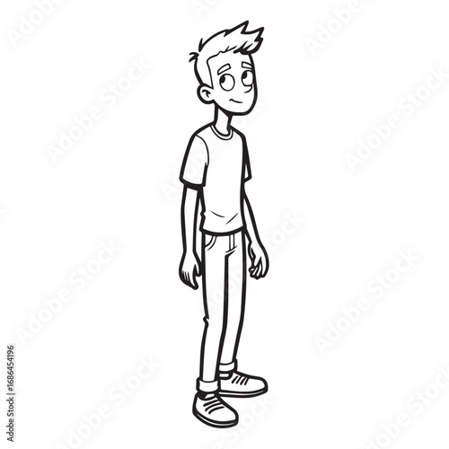 Handsome Man Black and White Illustration Vector Image Male Portrait Fashion Sketch Line Art Design