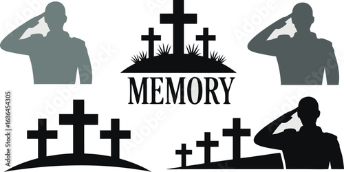 Soldiers Saluting Alongside Gravestones Remembering Heroes, a Tribute to Military Service and Sacrifice
