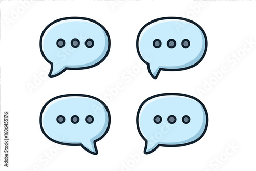 Chat bubble icon set. Speech balloon vector illustration. Concept for communication, dialogue, messaging app, comment. Typing message sign, thinking balloon graphic element.