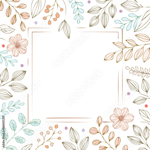 Delicate floral and leaf border with soft pastel accents leaves pink