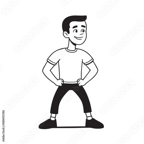 Handsome Man Black and White Illustration Vector Image Male Portrait Fashion Sketch Line Art Design