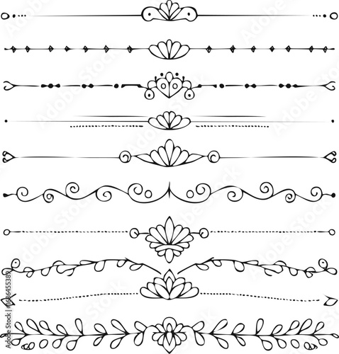Hand drawn decorative ornamental dividers and borders vector