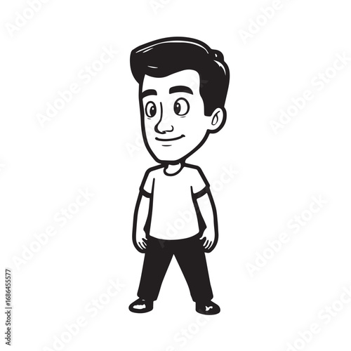 Handsome Man Black and White Illustration Vector Image Male Portrait Fashion Sketch Line Art Design