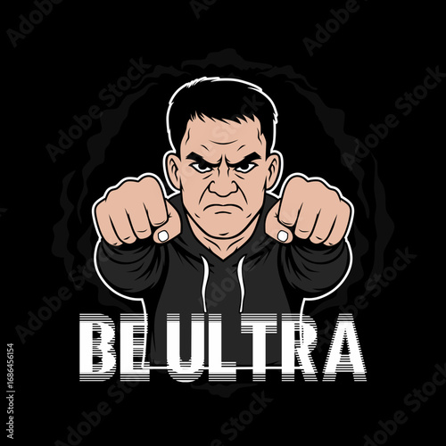 man ultras hooligan with red hoodie vector design