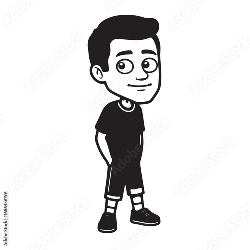 Handsome Man Black and White Illustration Vector Image Male Portrait Fashion Sketch Line Art Design