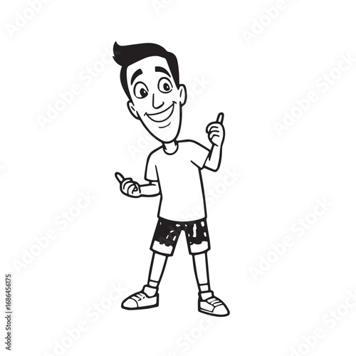 Handsome Man Black and White Illustration Vector Image Male Portrait Fashion Sketch Line Art Design