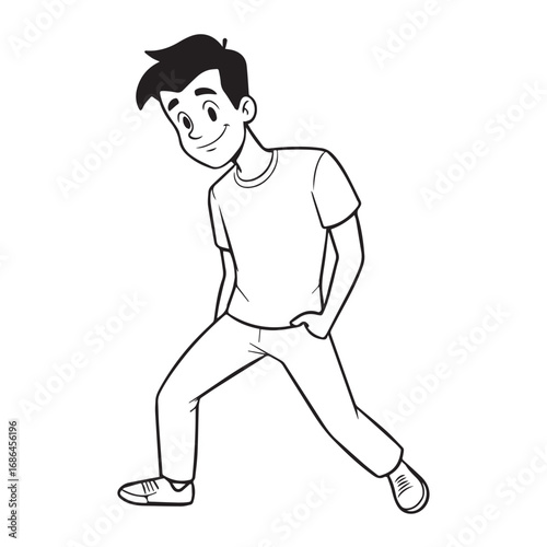 Handsome Man Black and White Illustration Vector Image Male Portrait Fashion Sketch Line Art Design
