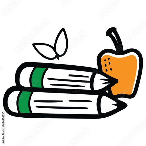 Creative inspiration pencils and a bell pepper symbolizing healthy ideas