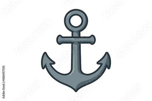 Classic ship anchor vector icon. Simple flat cartoon illustration for graphic design. Nautical marine symbol of stability and safety. Sea, ocean, boat or navy equipment element.