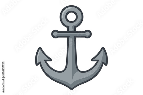 Anchor vector illustration. Simple flat icon for nautical, marine design. Sea, ocean, boat, ship symbol. Concept of stability, safety, harbor, sailing, travel. Cartoon naval equipment graphic element.