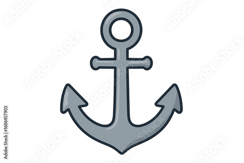Anchor vector icon. Flat cartoon illustration for marine and nautical themes. Maritime symbol of hope, stability, and safety. Sea, ocean, boat, or navy design element.