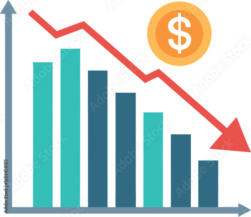 Financial Graph With Negative Trend And Dollar Sign