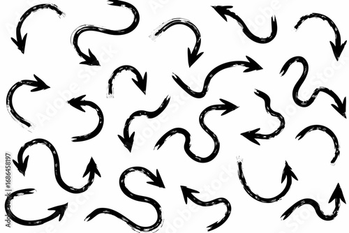 Hand drawn arrow set, grunge style pointing directions for creative projects and presentations