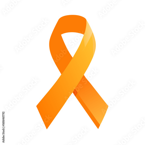 Orange awareness ribbon on a black background symbol of hope and support