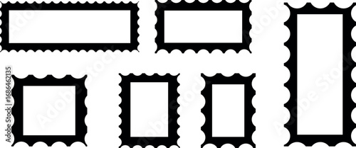 Blank postage stamp frame set isolated on white background