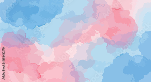 Abstract watercolor painting with soft pink and blue patches