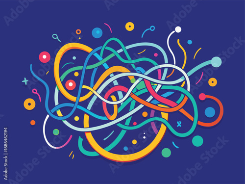 Dynamic Multicolor Ribbon Loops on White Background