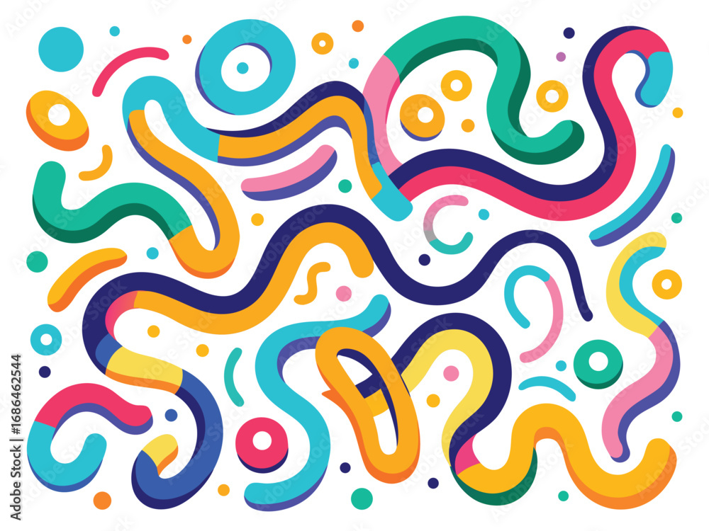 Fototapeta premium Vibrant Gradient Loops and Curves Pattern