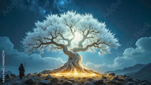 The natural scene of the luminous tree with artistic sense