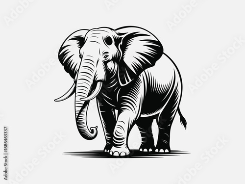 Wallpaper Mural Illustration of a majestic elephant with large tusks, standing tall, showcasing its beauty and strength in a minimalist design Torontodigital.ca