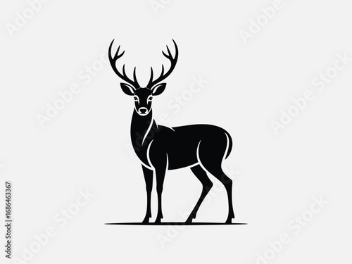 Illustration of a majestic deer with large antlers, standing gracefully, showcasing its beauty and strength in a minimalist design