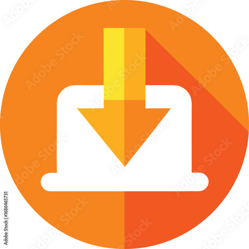 Orange circle with download icon