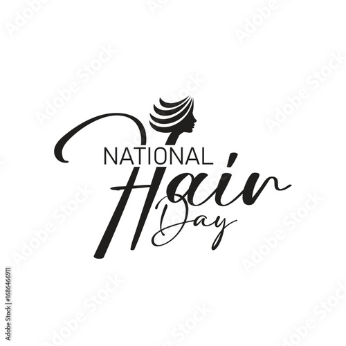 National Hair Day Logo isolated for Salon, Hair Brand, Shampoo, Hair oil, Dermatologist, Hair care 