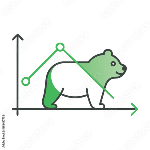 Minimalist Bear Icon Overlayed on Trend Line Chart