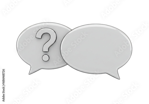 Glossy gray speech bubbles with question mark transparent background
