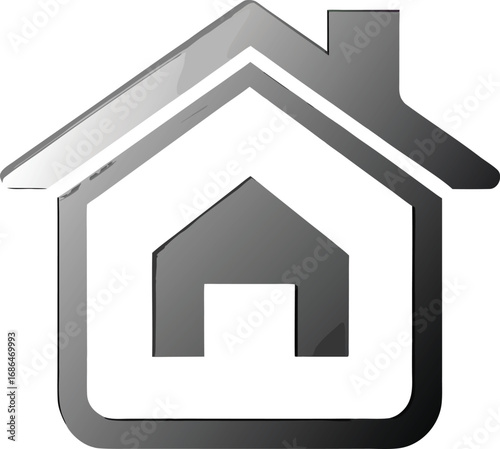 Stylized house icon with chimney