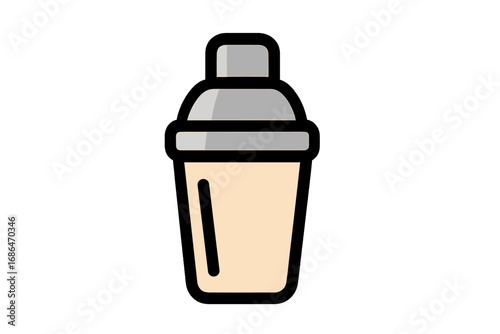 Cocktail shaker icon in a modern filled outline style. Vector cartoon illustration for bar, party, or drink menu design. Bartender tool for mixing alcoholic beverages. Web icon.