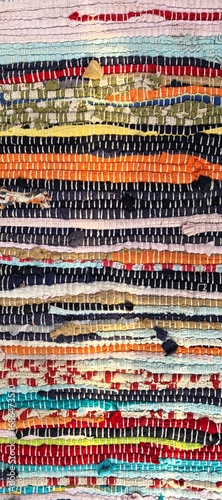 Abstract striped background - handmade woven rug, upsycled material, reused fabric