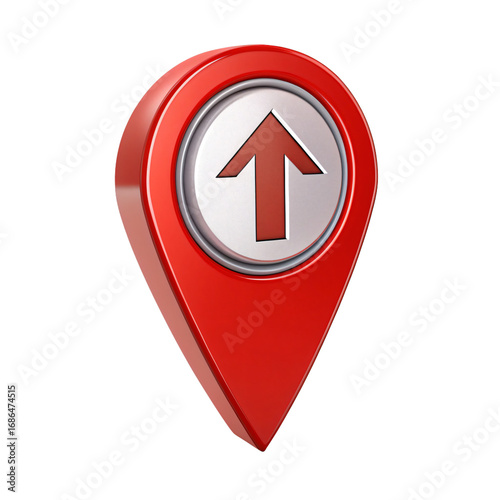 Free Download Upward Pointer: A vibrant red location pin with a bold arrow pointing upwards, indicating direction and a sense of progress. An evocative image for navigation and guidance. - GFXLoad