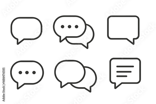 Speech bubble line icon pack. Chat message and comment conversation pictograms. Minimalist communication symbols for web, apps, social media. Vector outline illustration set.