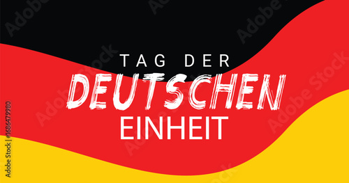 Tag der Deutschen Einheit und deutsche Flaggen auf weißem Hintergrund. Bannergestaltung zum Tag der Deutschen Einheit.