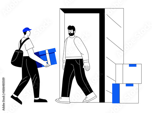 A sketchy style illustration depicting home delivery 
