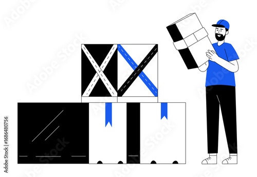 Hand drawn style illustration showing fragile parcels 

