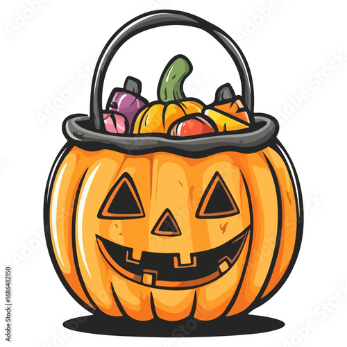 pumpkin, jack o' lantern, decoration, candy, pumpkin candy bucket, trick or treat, halloween, festival, vector, transparent background, scary, october, lantern, celebration, jack, carved, horror