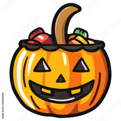 pumpkin, jack o' lantern, decoration, candy, pumpkin candy bucket, trick or treat, halloween, festival, vector, transparent background, scary, october, lantern, celebration, jack, carved, horror