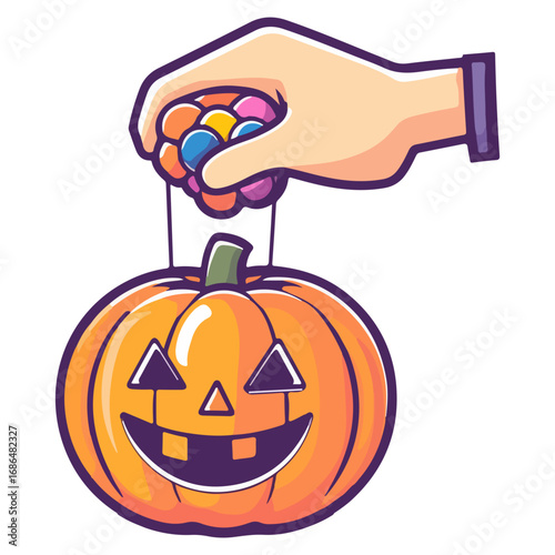 pumpkin, jack o' lantern, decoration, candy, pumpkin candy bucket, trick or treat, halloween, festival, vector, transparent background, scary, october, lantern, celebration, jack, carved, horror