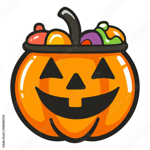 pumpkin, jack o' lantern, decoration, candy, pumpkin candy bucket, trick or treat, halloween, festival, vector, transparent background, scary, october, lantern, celebration, jack, carved, horror