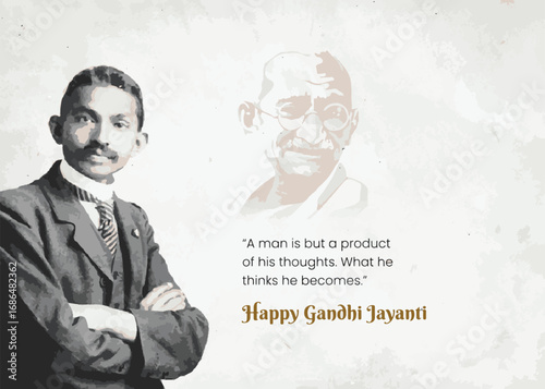 Happy Gandhi Jayanti, 2nd October with Gandhiji Illustration
