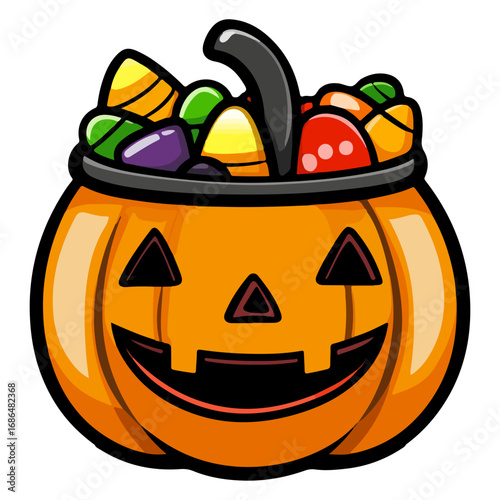 pumpkin, jack o' lantern, decoration, candy, pumpkin candy bucket, trick or treat, halloween, festival, vector, transparent background, scary, october, lantern, celebration, jack, carved, horror