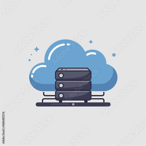 Cloud computing server infrastructure, data storage, digital technology, network.