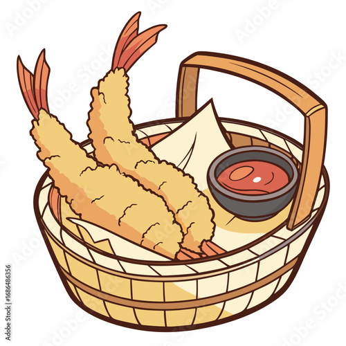 Shrimp Tempura Vector Illustration – Japanese Fried Seafood Clipart. Perfect for: Japanese restaurant menus, street food branding, culinary posters