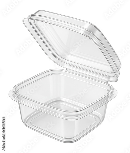 Clear plastic clamshell container with a lid