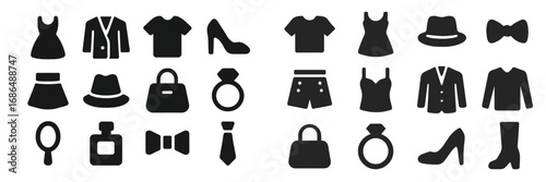 Fashion items displayed in a variety of styles including dresses, accessories, and clothing designed for different occasions