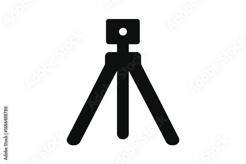 Basic black tripod silhouette suitable for photography and videography setups in various environments and conditions