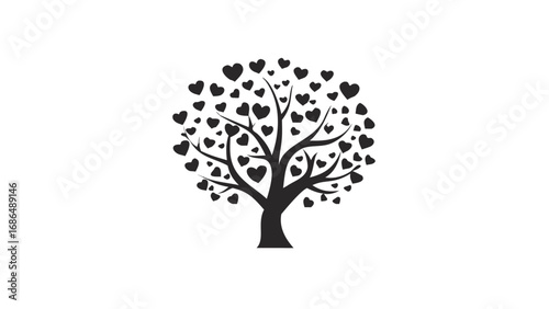 Symbolic love tree with heart-shaped leaves, representing growth, connection, and affection.