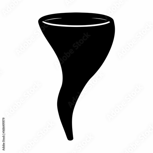 Stylized black and white tornado illustration on a clean white background